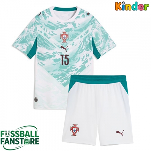 Portugal Joao Neves #15 Replik Auswärtstrikot Kinder WM 2026 Kurzarm (+ Kurze Hosen)